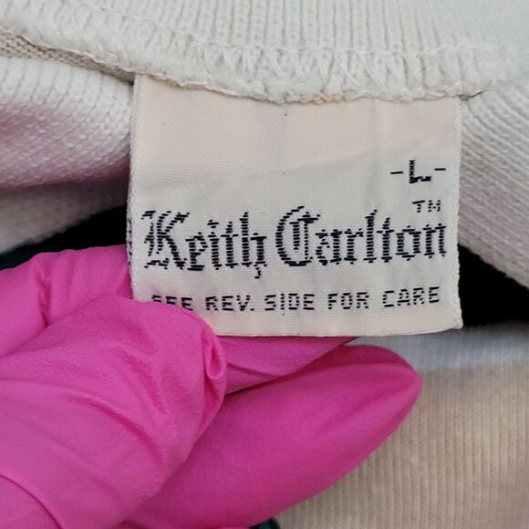 Vintage 80s MOD Polo Shirt Medium 19x25 Striped Two-Tone - Picture 7 of 11